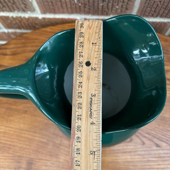 Ceramic hand thrown pottery handmade wide rim green vase pitcher - Picture 4 of 7